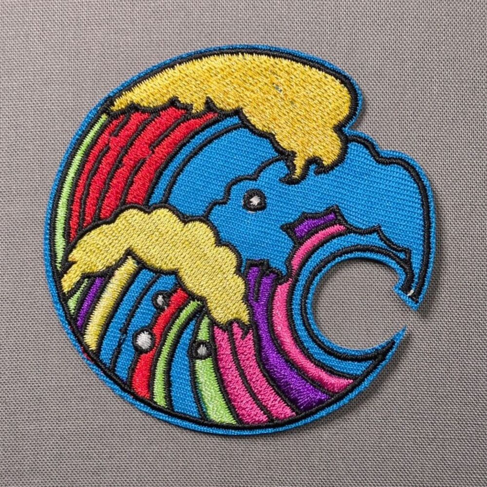 Rainbow Wave Iron On Patch | Colorful Ocean Patch